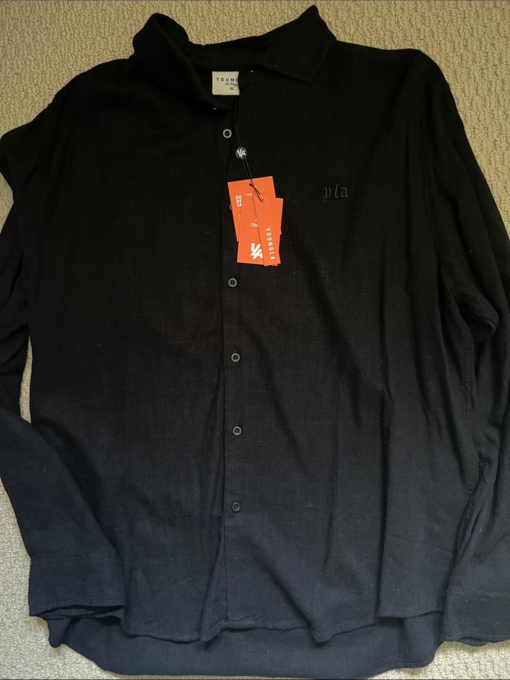 NWT YoungLA Men’s Black Button-Up Shirt size XL